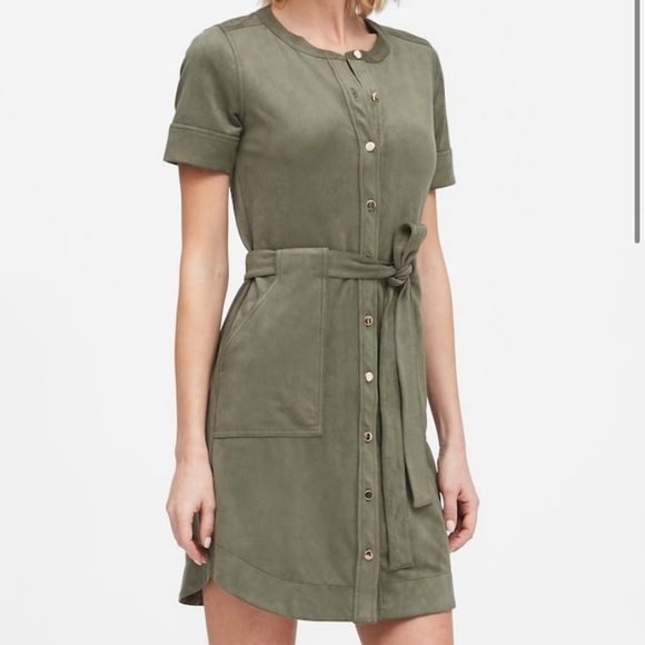 Banana Republic Dresses & Skirts - Vegan Suede Shirt Dress Sage Green